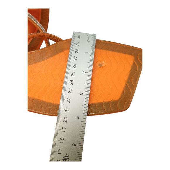 London Rag Orange Jelly Sandal Flip Flop Silver Gems Bowtie Women's Size 11 - Picture 9 of 10